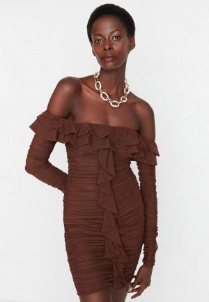 Платье Trendyol. Цвет: коричневый