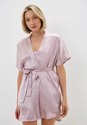 Халат и сорочка ночная UnicoModa. Цвет: розовый