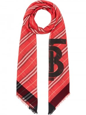 Жаккардовый платок с монограммой и полосками Icon Stripe Burberry. Цвет: красный