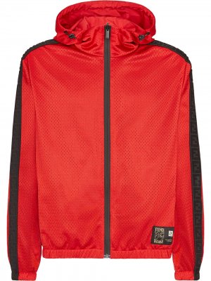 Куртка с капюшоном и перфорацией из коллаборации K-Way® Fendi. Цвет: красный