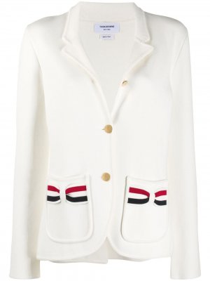 Полосатый пиджак с карманами Thom Browne. Цвет: белый