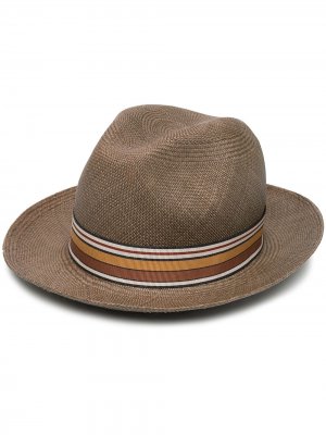 Плетеная шляпа с полосатой лентой Loro Piana. Цвет: коричневый