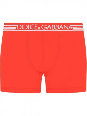 Боксеры с логотипом на поясе Dolce & Gabbana. Цвет: красный
