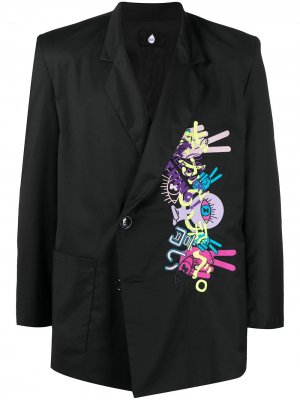 Двубортный пиджак с вышивкой DUOltd. Цвет: черный