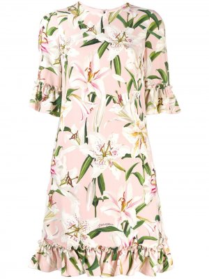Коктейльное платье с оборками Dolce & Gabbana. Цвет: розовый