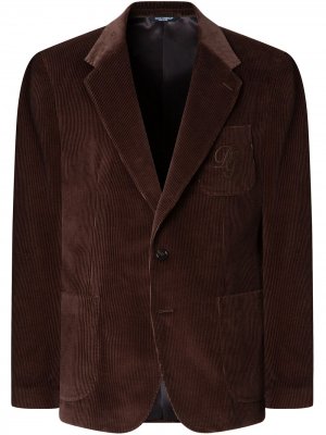 Вельветовый пиджак с вышитым логотипом Dolce & Gabbana. Цвет: коричневый