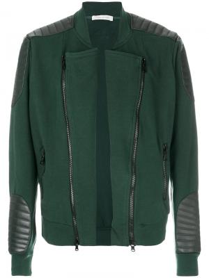 Куртка с кожаными заплатками Pierre Balmain. Цвет: зеленый