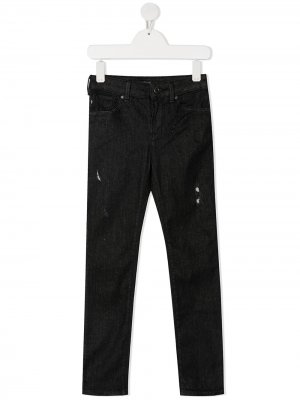 Узкие джинсы с прорезями Emporio Armani Kids. Цвет: черный