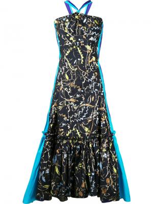 Вечернее платье с расклешенным подолом Peter Pilotto. Цвет: синий