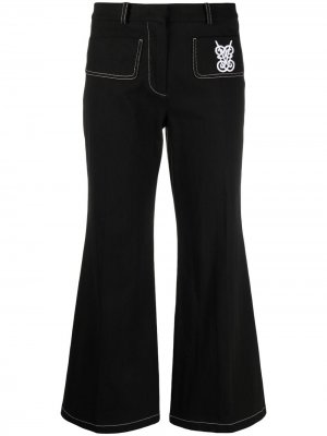 Расклешенные брюки с вышитым логотипом Giambattista Valli. Цвет: черный