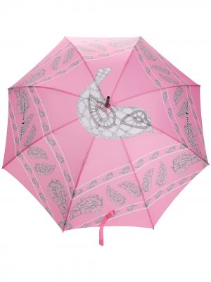 Зонт с принтом и логотипом Natasha Zinko. Цвет: розовый