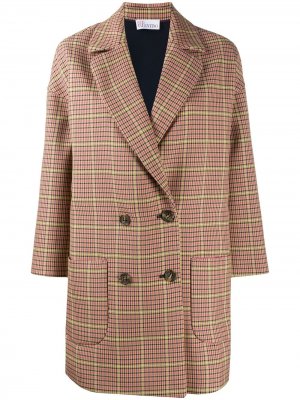 Двубортное пальто в ломаную клетку RED Valentino. Цвет: нейтральные цвета