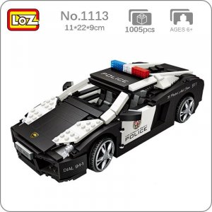 1113 черный роскошный полицейский гоночный автомобиль 3D модель автомобиля DIY мини-блоки кирпичи строительные игрушки для детей подарок без коробки LOZ