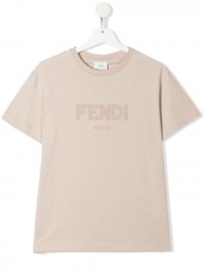 Толстовка с логотипом Fendi Kids. Цвет: нейтральные цвета