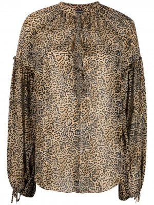 Блузка с леопардовым принтом Wandering. Цвет: нейтральные цвета