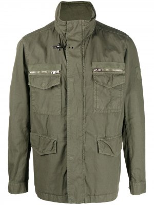Куртка в стиле милитари с потайной застежкой Fay. Цвет: зеленый