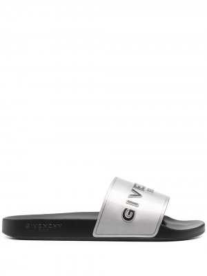 Шлепанцы с логотипом Givenchy. Цвет: серый