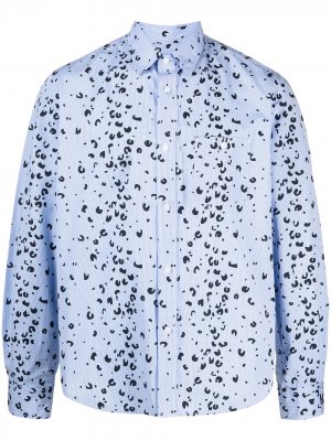 Рубашка с длинными рукавами и абстрактным принтом Kenzo. Цвет: синий