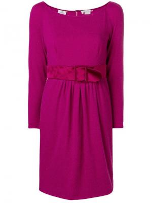 Платье мини с длинными рукавами и поясом на талии Valentino Pre-Owned. Цвет: розовый