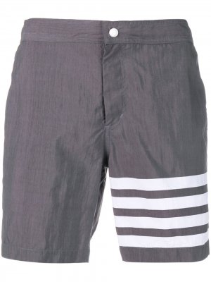 Плавки-шорты с полосками 4-Bar Thom Browne. Цвет: серый