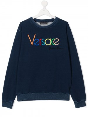 Толстовка с логотипом Young Versace. Цвет: синий