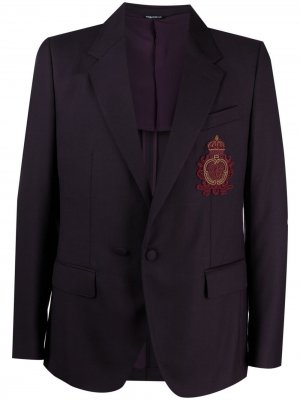 Однобортный пиджак с нашивкой-логотипом Dolce & Gabbana. Цвет: фиолетовый