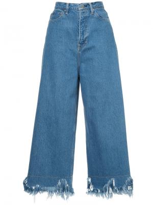 Укороченные джинсы клеш Cityshop. Цвет: синий