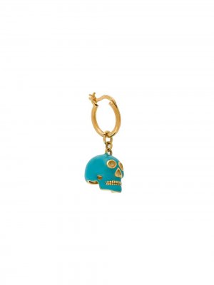 Позолоченная серьга-кольцо с подвеской в форме черепа True Rocks. Цвет: золотистый