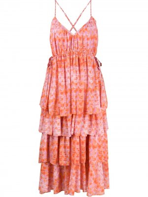 Ярусное платье с абстрактным принтом Cinq A Sept. Цвет: розовый
