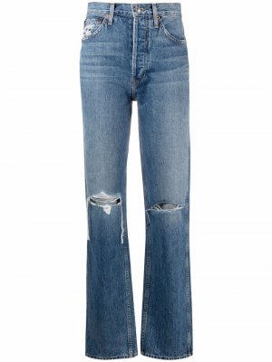 Прямые джинсы с завышенной талией RE/DONE. Цвет: синий
