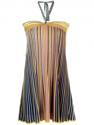 Полосатое платье с вырезом халтер M Missoni. Цвет: синий