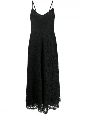 Длинное платье из цветочного кружева Valentino. Цвет: черный