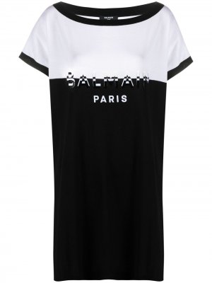 Платье-футболка с логотипом Balmain. Цвет: черный