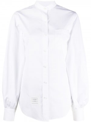 Рубашка без воротника с нашивкой-логотипом Thom Browne. Цвет: белый