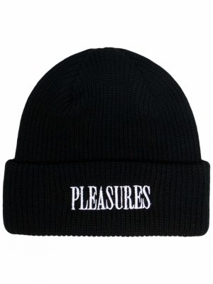 Шапка бини с вышитым логотипом Pleasures. Цвет: черный