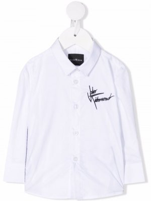 Рубашка на пуговицах с вышитым логотипом John Richmond Junior. Цвет: белый