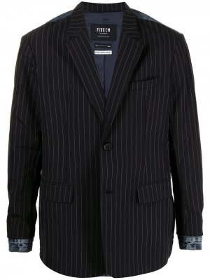 Пиджак в тонкую полоску со вставками из денима FIVE CM. Цвет: черный