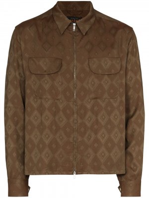 Куртка на молнии с жаккардовым узором в ромб BEAMS PLUS. Цвет: коричневый