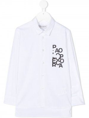 Рубашка с длинными рукавами и логотипом Paolo Pecora Kids. Цвет: белый
