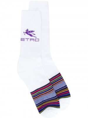 Полосатые носки с логотипом Etro. Цвет: белый