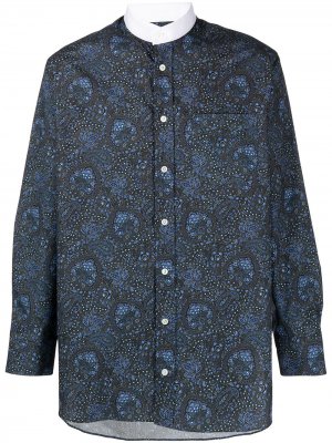 Рубашка с воротником-стойкой и узором пейсли Mackintosh. Цвет: синий