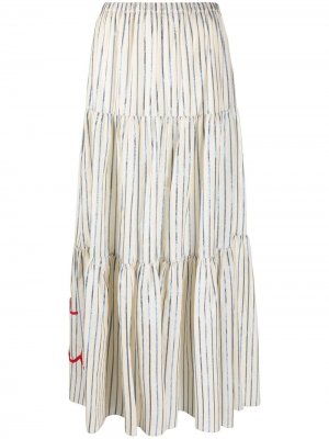 Ярусная юбка с надписью Giada Benincasa. Цвет: нейтральные цвета