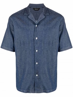 Джинсовая рубашка с короткими рукавами Z Zegna. Цвет: синий