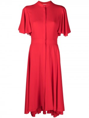Расклешенное платье миди с короткими рукавами Alexander McQueen. Цвет: красный