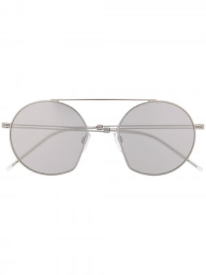 Солнцезащитные очки G50 в круглой оправе Emporio Armani. Цвет: серебристый