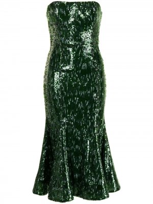 Приталенное платье с пайетками Semsem. Цвет: зеленый