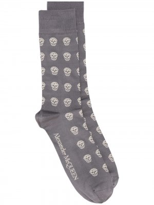 Носки с узором Skull Alexander McQueen. Цвет: серый