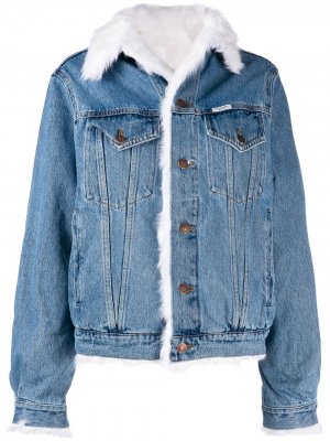 Джинсовая куртка с отделкой из искусственного меха Forte Dei Marmi Couture. Цвет: синий