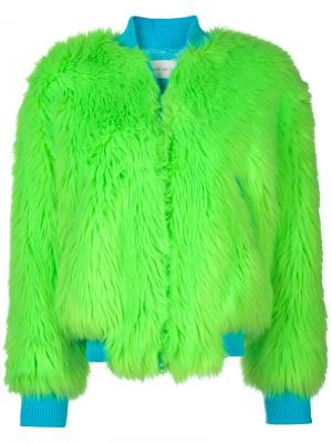 Куртка-бомбер с меховой отделкой Alberta Ferretti. Цвет: зеленый