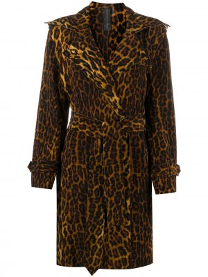 Пальто с леопардовым принтом и поясом Norma Kamali. Цвет: коричневый